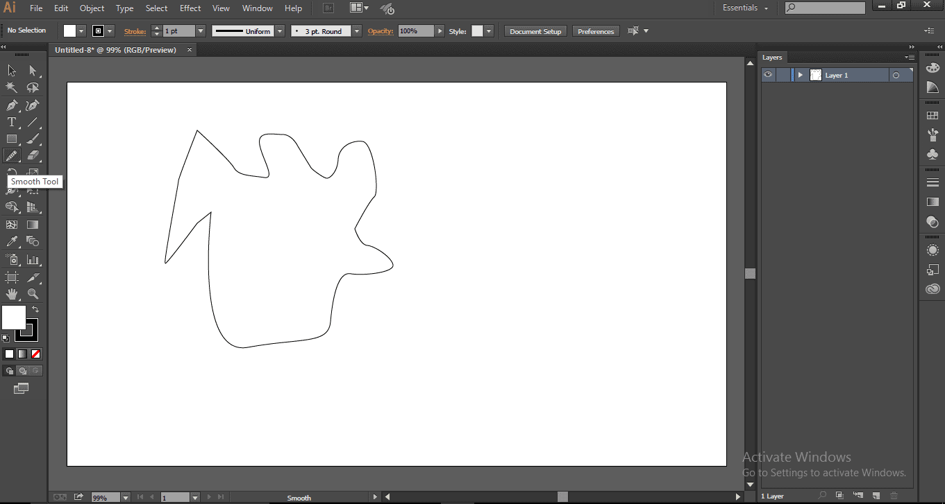 Smoothing Whole Shape - Smooth Tool in Illustrator