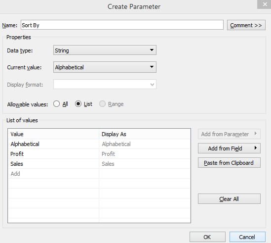 Tableau Dynamic Parameters 1-10