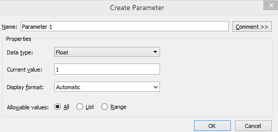 Tableau Dynamic Parameters 1-9