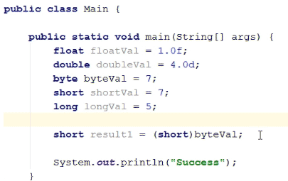 Type Conversion in Java eg8