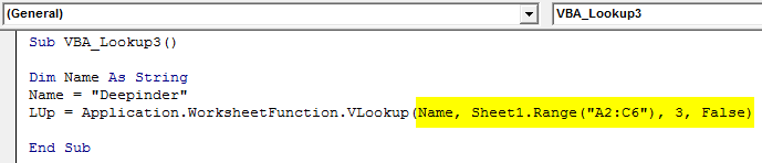 VLookup syntax Example 3-5