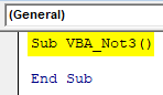 VBA Not Example 3-2