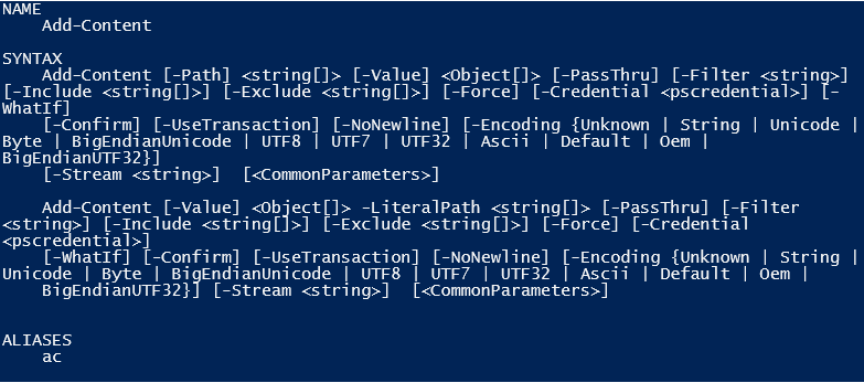 add content in powershell