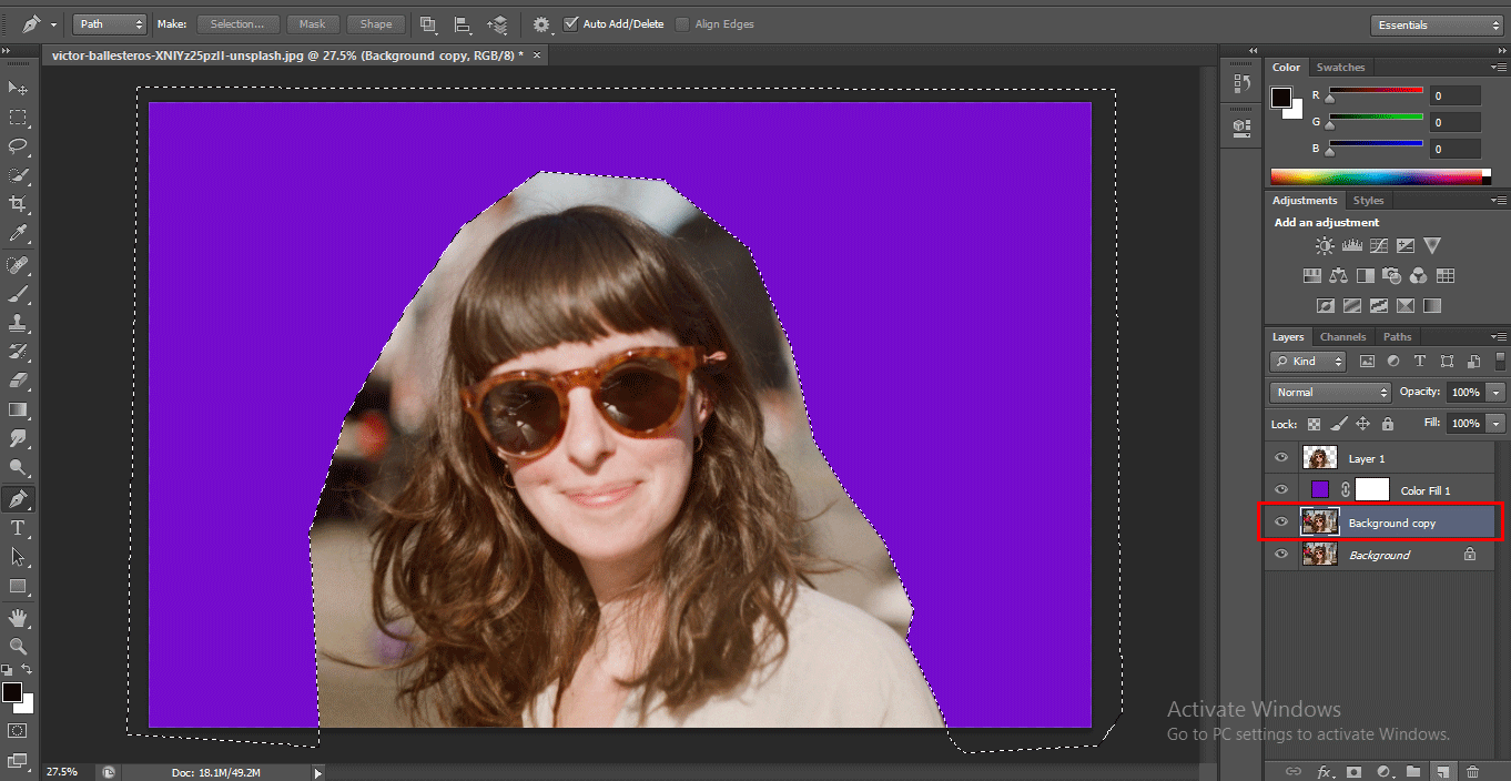 add new layer (How to Delete Background in Photoshop?)