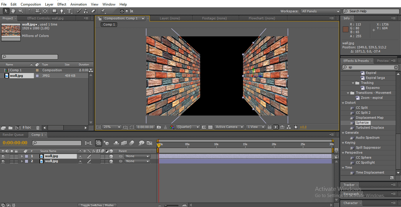 adjust duplicate wall (3D Effects in After Effects)