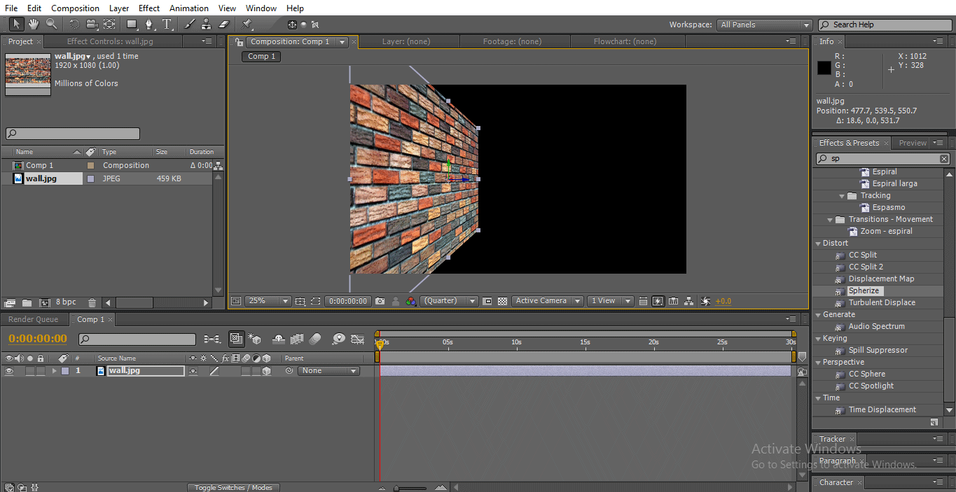 adjust wall (3D Effects in After Effects)