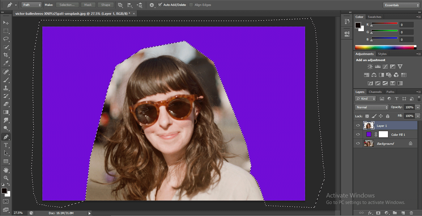 delet layer1 (How to Delete Background in Photoshop?)