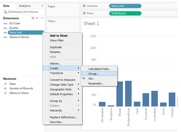 Dimension is Sales Unit