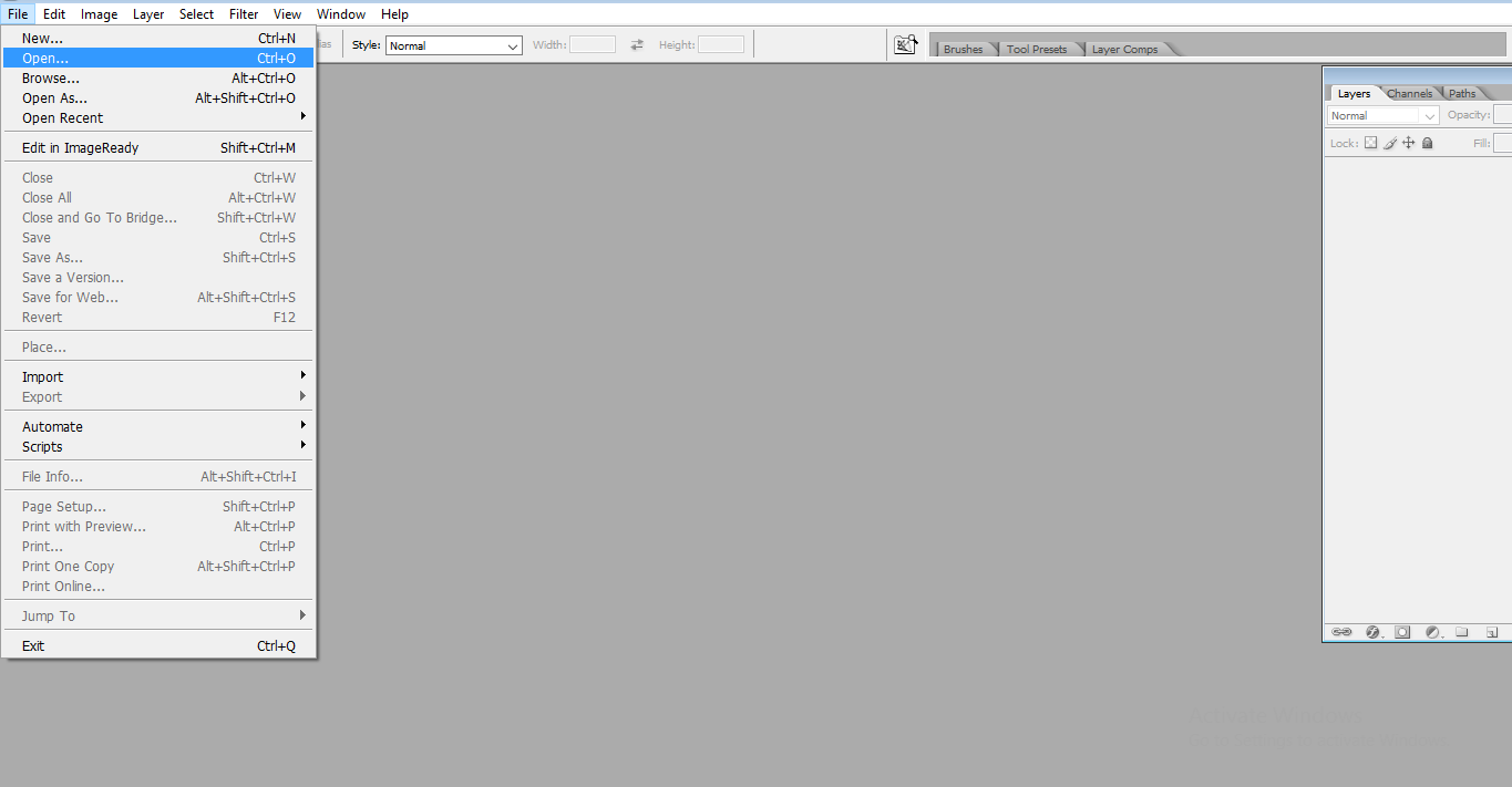 open file (Crop Tool in Photoshop)