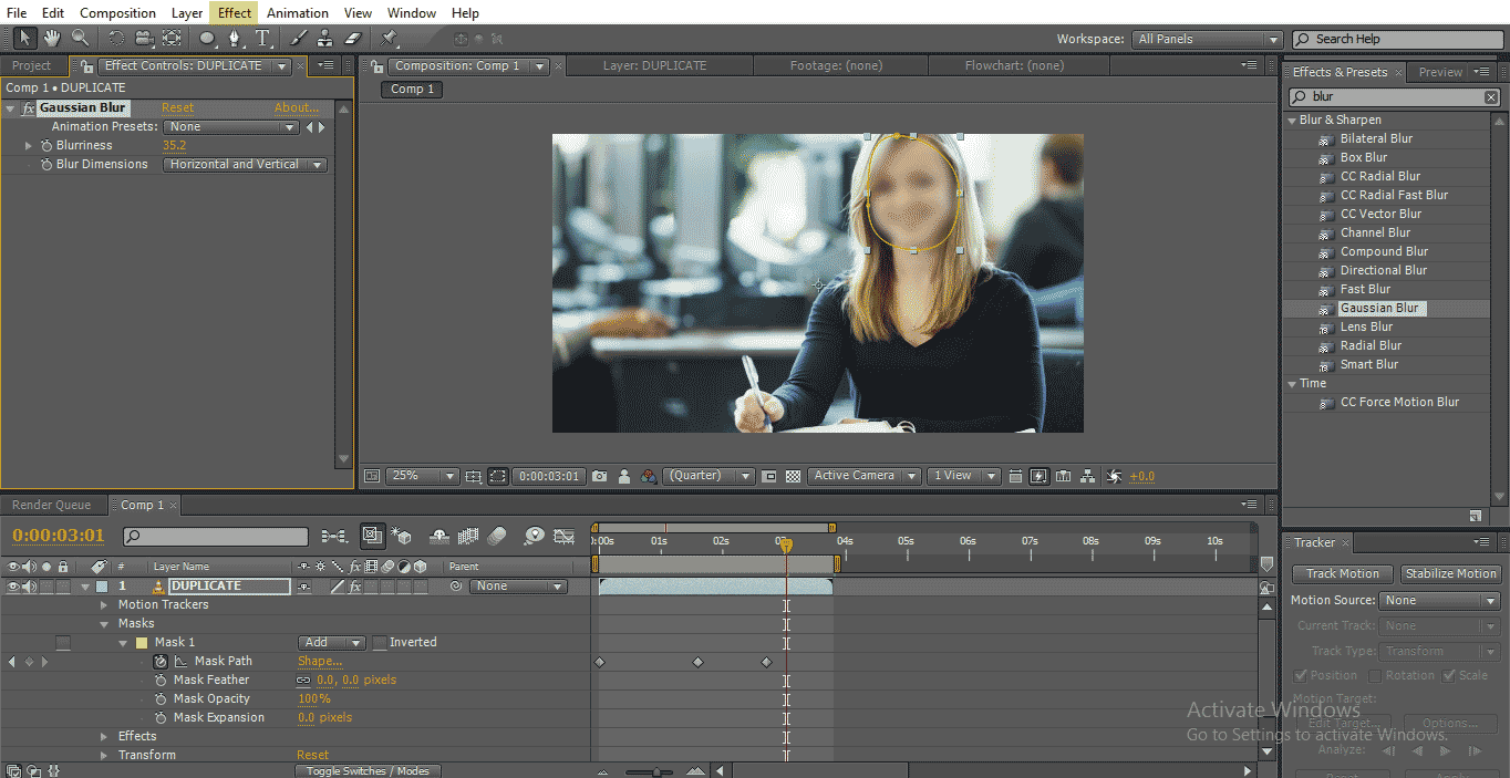 select Gaussian blur