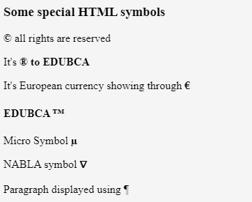 special symbols