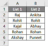 Compare two lists in excel 1-1