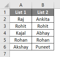 Compare two lists in excel 2-1