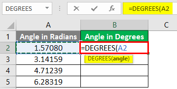 Excel DEGREES Function 1-4