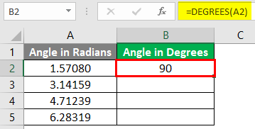 Excel DEGREES Function 1-5