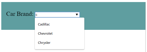 Output when a user starts typing