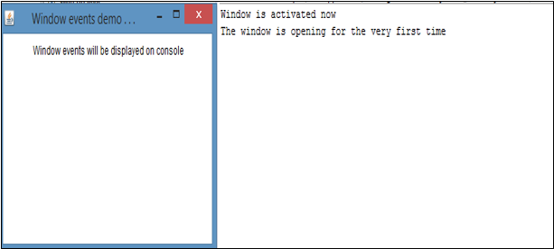 Java WindowListener eg1