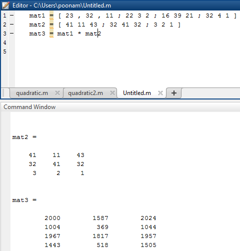 Matrix Multiplication in Matlab eg2.1