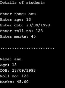 Nested Structure in C Output-1