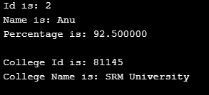 Nested Structure in C Output-2