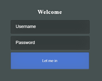 Login page layout.