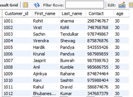 ALTER TABLE customer