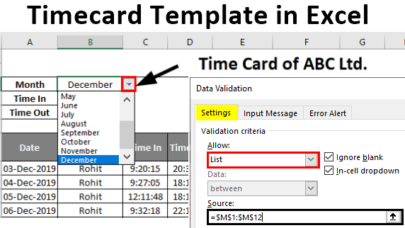 Timecard template in excel