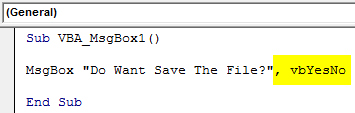 VBA Msgbox Yes/No Example 1-4