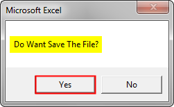 VBA Msgbox Yes No Example 1-5
