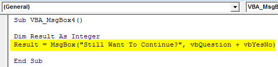 VBA Msgbox Yes/No Example 4-3