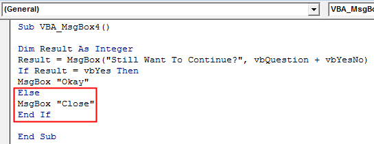 VBA Msgbox Yes No Example 4-5