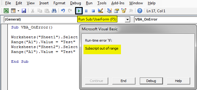 VBA On Error Goto Example 1-5