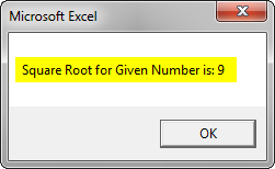 VBA Square Root Example 2-6