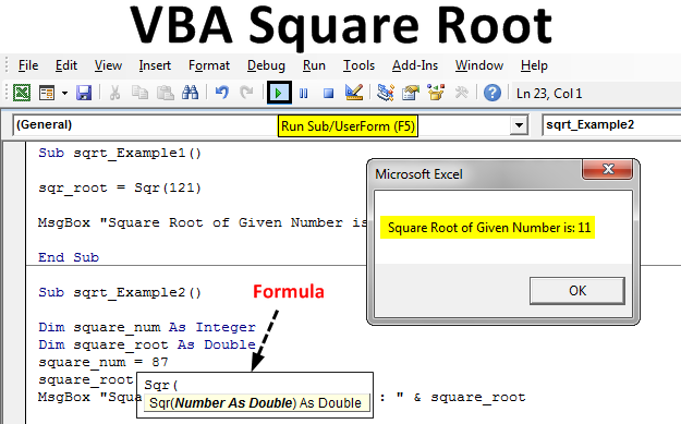 VBA Square Root
