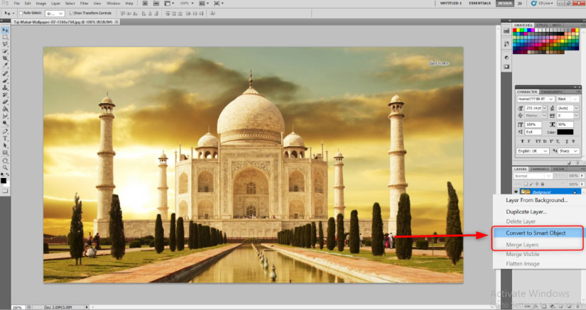 Convert to Smart Object option