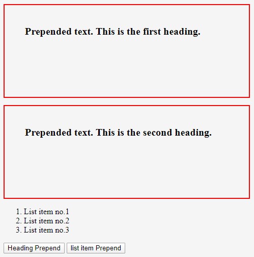 jQuery prepend() 1-7