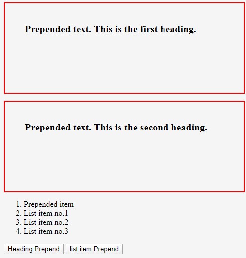 jQuery prepend() 1-8