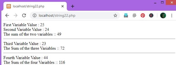 Arithmetic Operators in PHP eg1