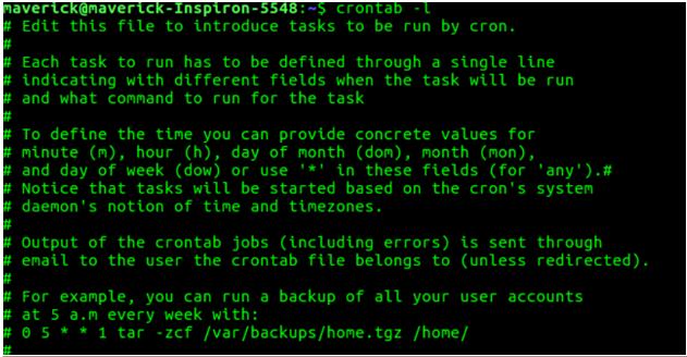 Crontab in Unix output