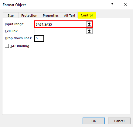 Form Controls in Excel - Combobox 3