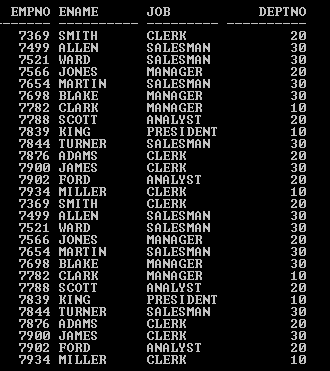 Oracle UNION ALL eg1