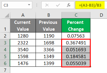 Values are Stored in Cells 2-5