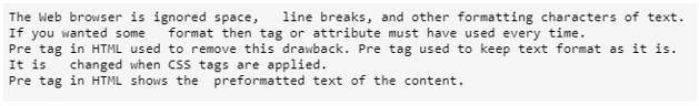 Pre Tag in HTML - 1
