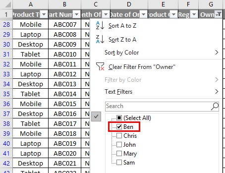 VBA Filter Examples 2-5