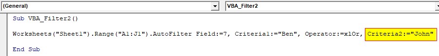 VBA Filter Examples 2-7