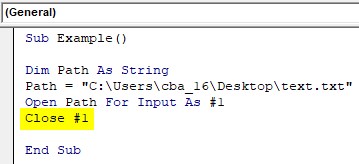 Close Statement Example - close statement
