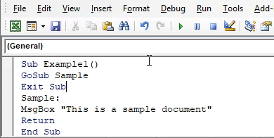 VBA Return Example Output 1