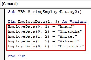 VBA String Array Examples 2-4