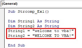 VBA String Comparison Examples 1-5
