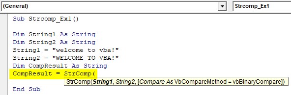 VBA String Comparison Examples 1-7